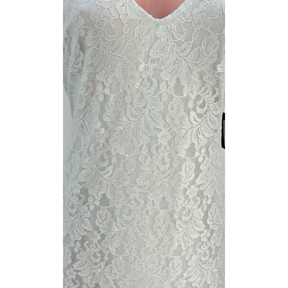 NWT Marina Women's Size 10 Mint Aqua Lace Sleeveless A-Line Maxi Dress Gown Prom - Picture 7 of 16